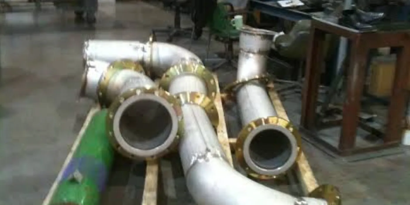Fabricated generator exhaust pipework with mandrel bends and newly welded flanges in the EmersonEIMS workshop